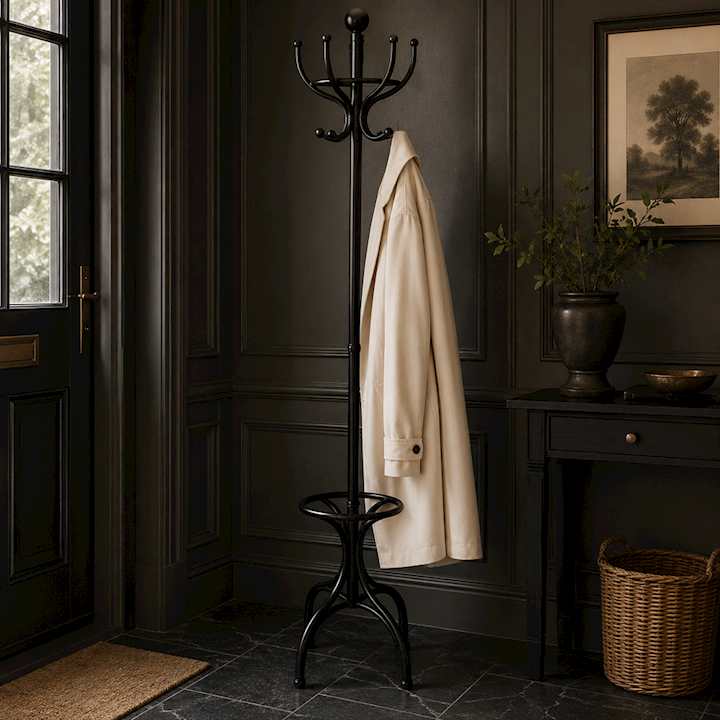 BLACK COAT & HAT STAND 33x45x188cm